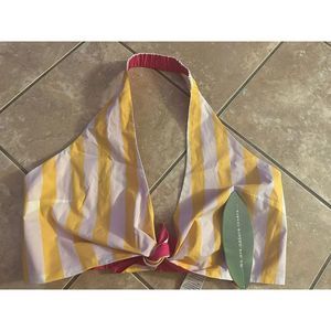 NWT Farm Rio XL Striped Cotton Crop Blouse Top Reversible